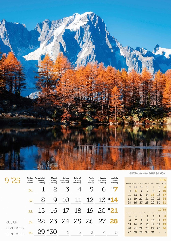 "VRHOVI SVIJETA" 13 list., dim: 30,5x50 cm, PVC vrećica, P/50, color kalendar 
