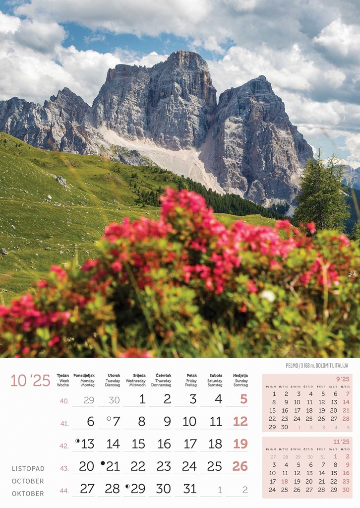 "VRHOVI SVIJETA" 13 list., dim: 30,5x50 cm, PVC vrećica, P/50, color kalendar 