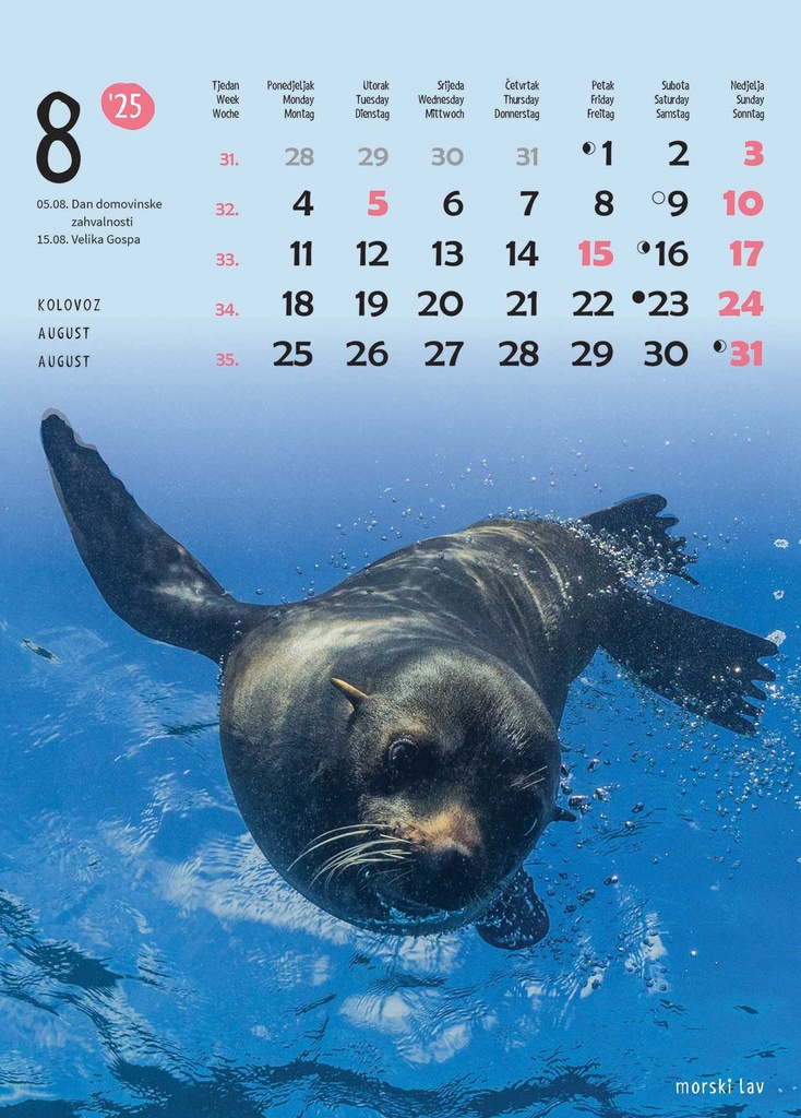 "ŽIVOTINJE" 13list., dim: 24x53,5 cm, PVC vrećica, P/50, color kalendar