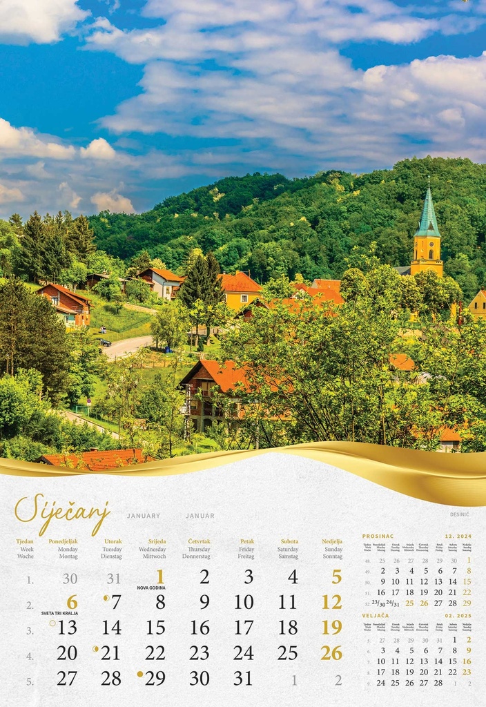 "BAJKOVITO ZAGORJE I MEĐIMURJE" 13 list., dim: 33x55 cm, PVC vrećica, P/40, color kalendar