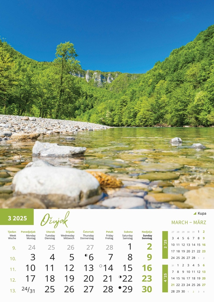 "PRIRODA" 13 list., dim: 30,5x50 cm, PVC vrećica, P/50, color kalendar