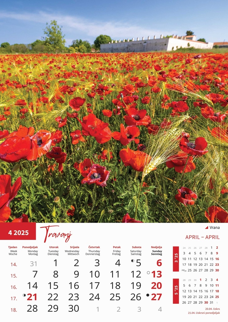"PRIRODA" 13 list., dim: 30,5x50 cm, PVC vrećica, P/50, color kalendar
