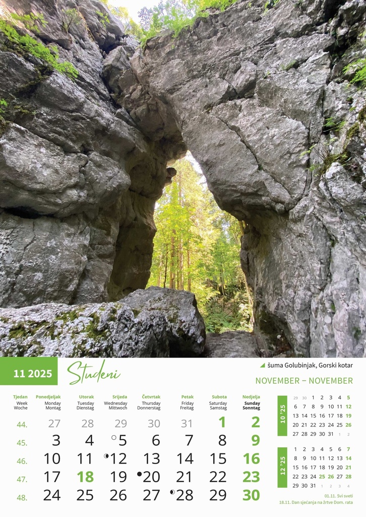 "PRIRODA" 13 list., dim: 30,5x50 cm, PVC vrećica, P/50, color kalendar