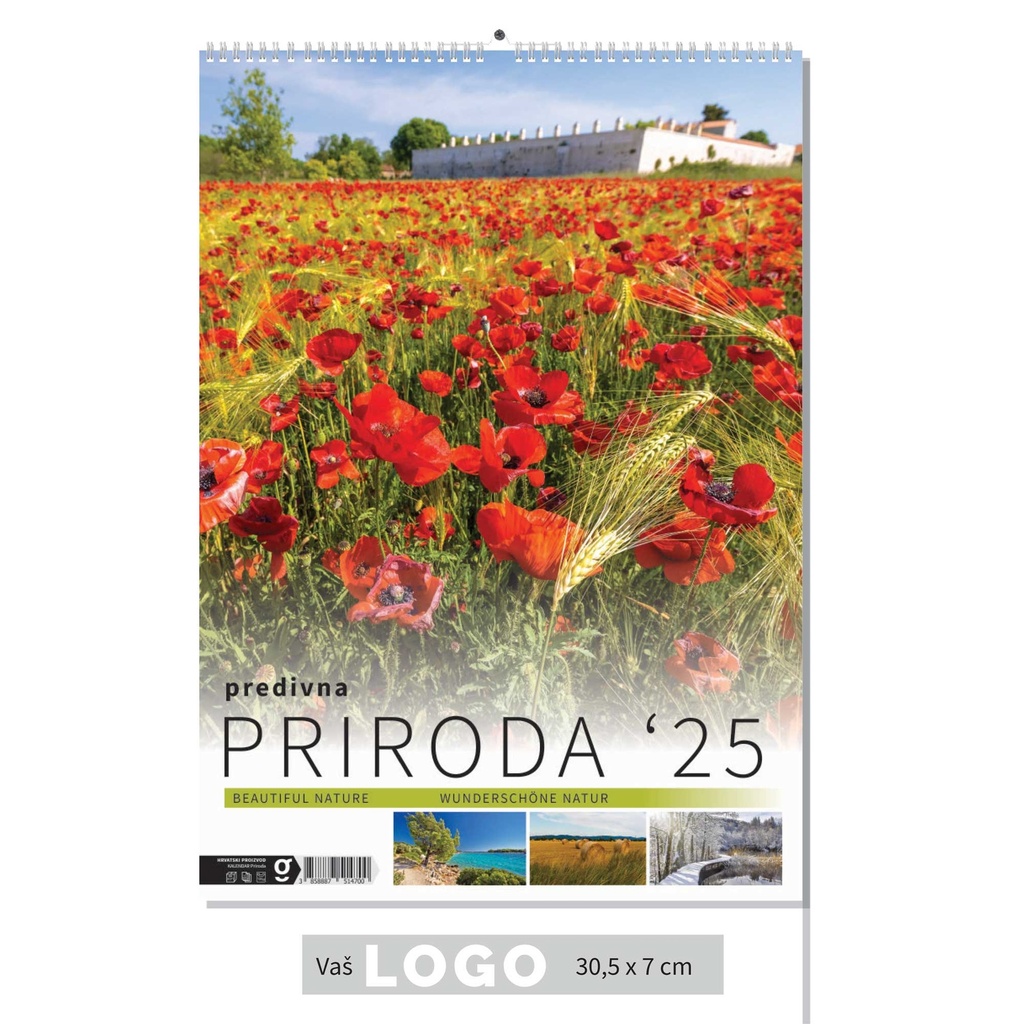 "PRIRODA" 13 list., dim: 30,5x50 cm, PVC vrećica, P/50, color kalendar