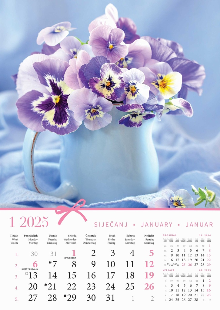 "BUKETI" 13 list., dim: 30,5x50 cm, PVC vrećica, P/50, color kalendar