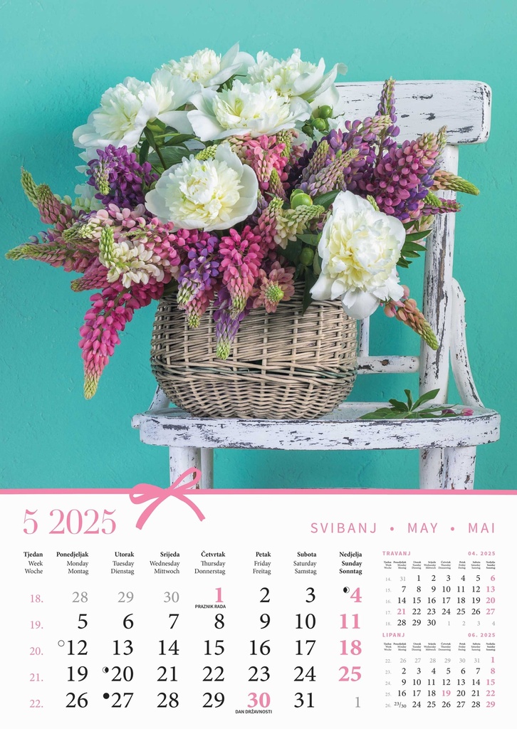 "BUKETI" 13 list., dim: 30,5x50 cm, PVC vrećica, P/50, color kalendar