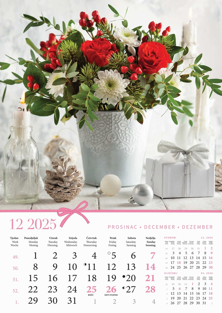 "BUKETI" 13 list., dim: 30,5x50 cm, PVC vrećica, P/50, color kalendar