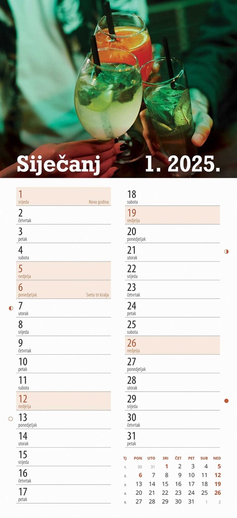 "IZ BIRTIJE" 13 list., dim: 22x55cm, PVC vrećica, P/50, color kalendar