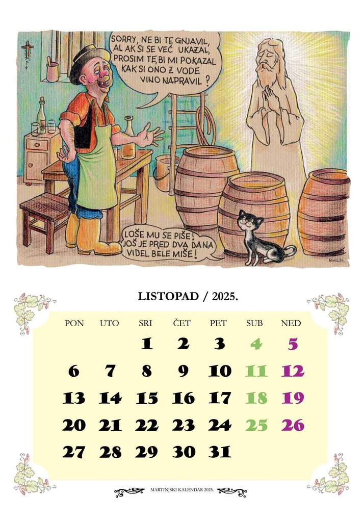 "OD MARTINJA DO MARTINJA"  13 list., dim: 23x40 cm, PVC vrećica, P/50, color kalendar