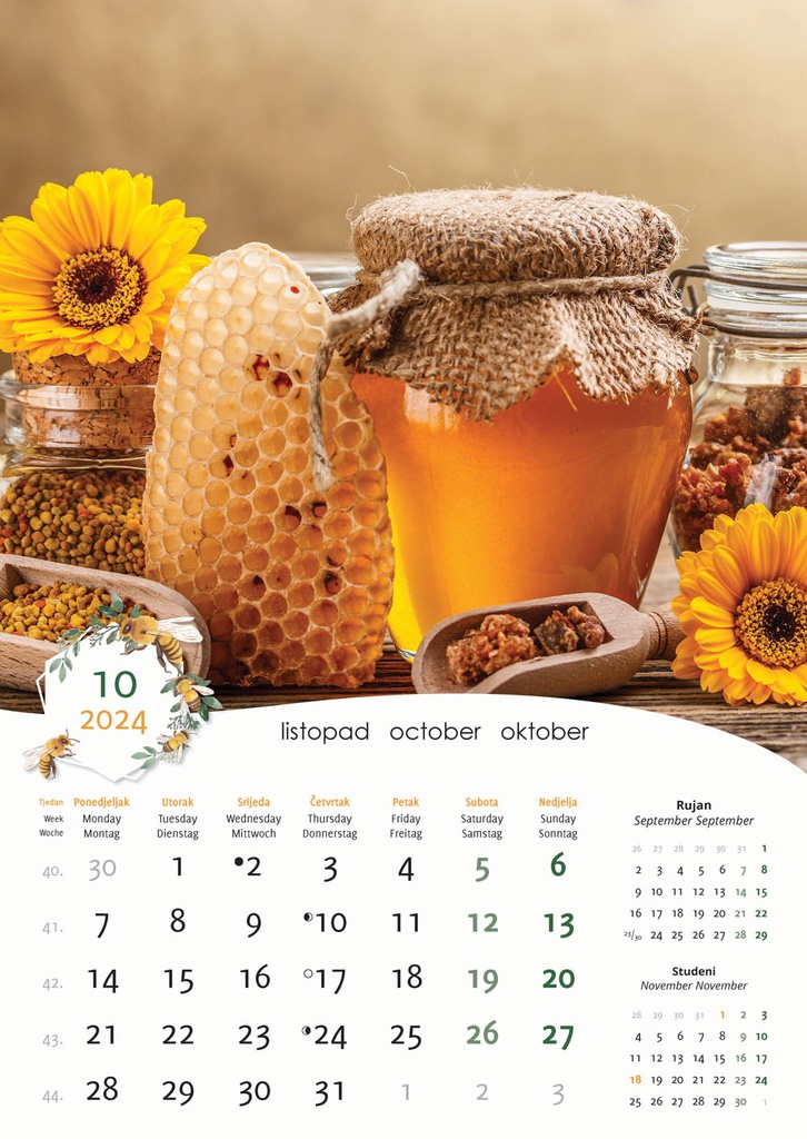 "PČELE" 13 list., dim: 30,5x50 cm, PVC vrećica, P/50, color kalendar