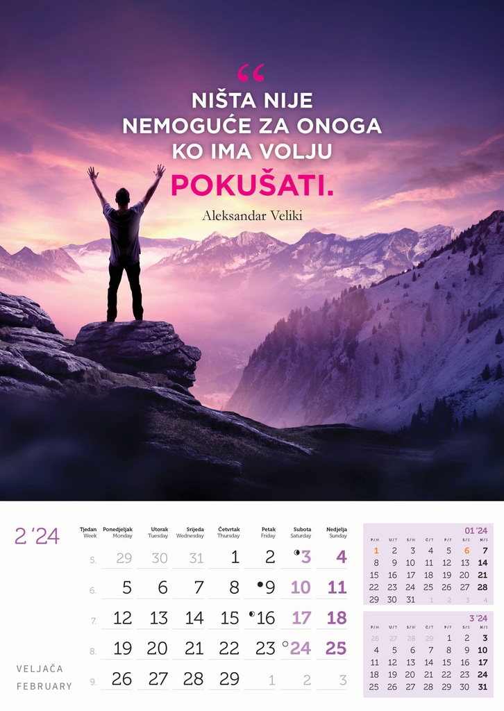 "MOTIVACIJSKI KALENDAR" 13 list., dim: 30,5x50 cm, PVC vrećica, P/50, color kalendar 