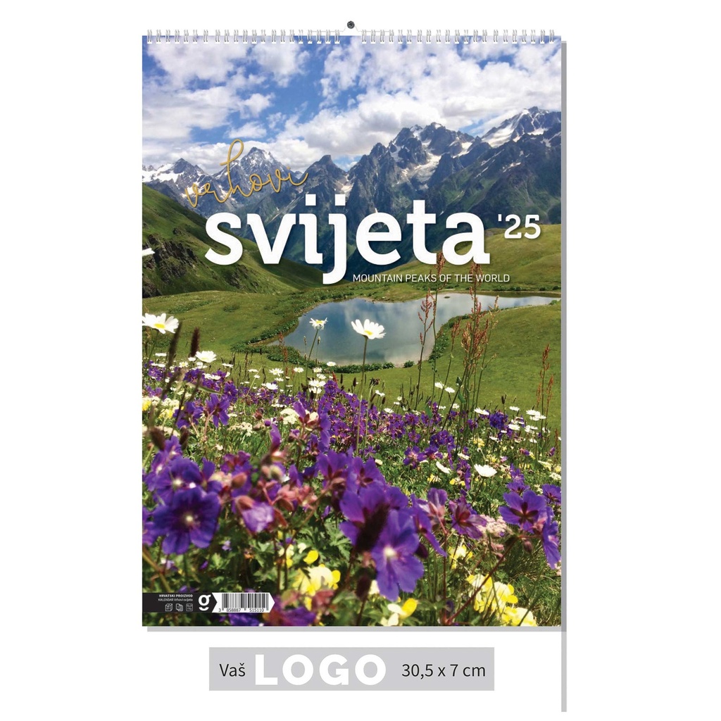 "VRHOVI SVIJETA" 13 list., dim: 30,5x50 cm, PVC vrećica, P/50, color kalendar 
