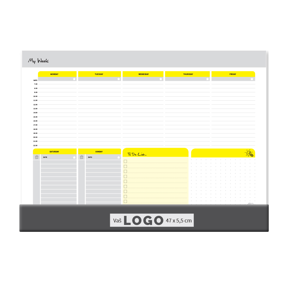 Desktop map BUSINESS YELLOW - GREY ENGL, ruler, format:47x34cm, P/20