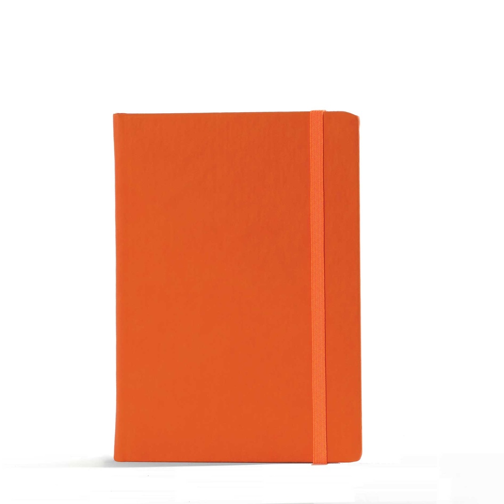 "BLOOM" orange notebook A5, with elastic band, format:14x21cm, P/40