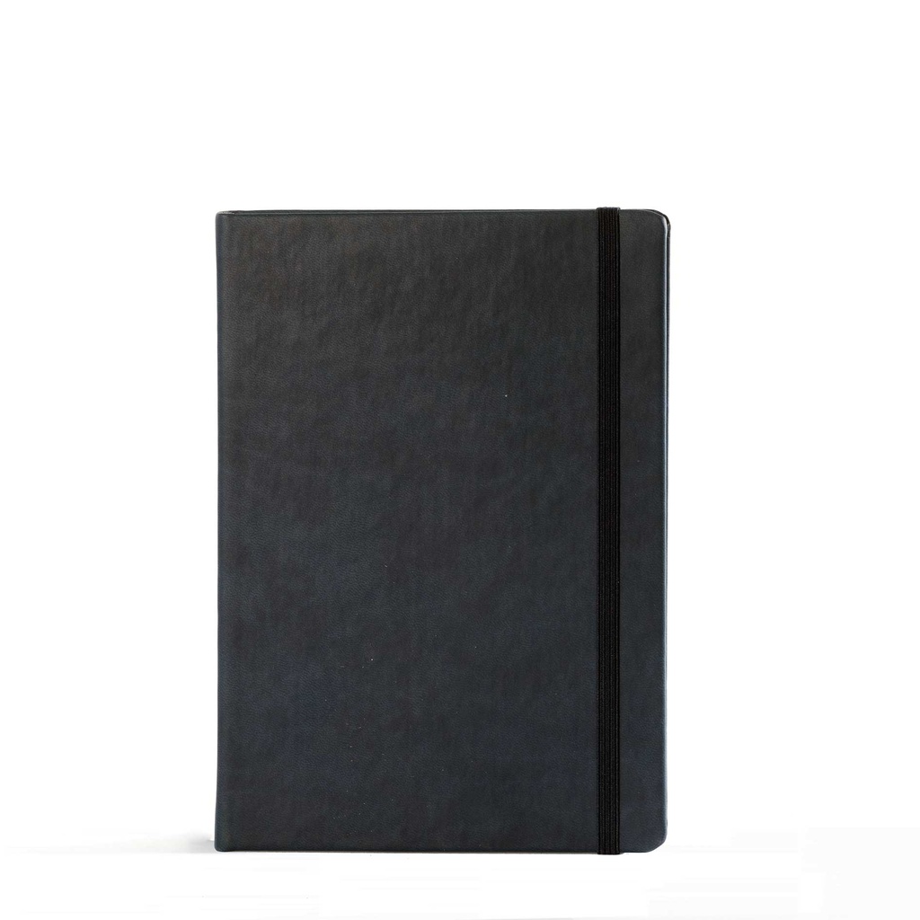 "BLOOM" black notebook A5, with elastic band, format:14x21cm, P/40