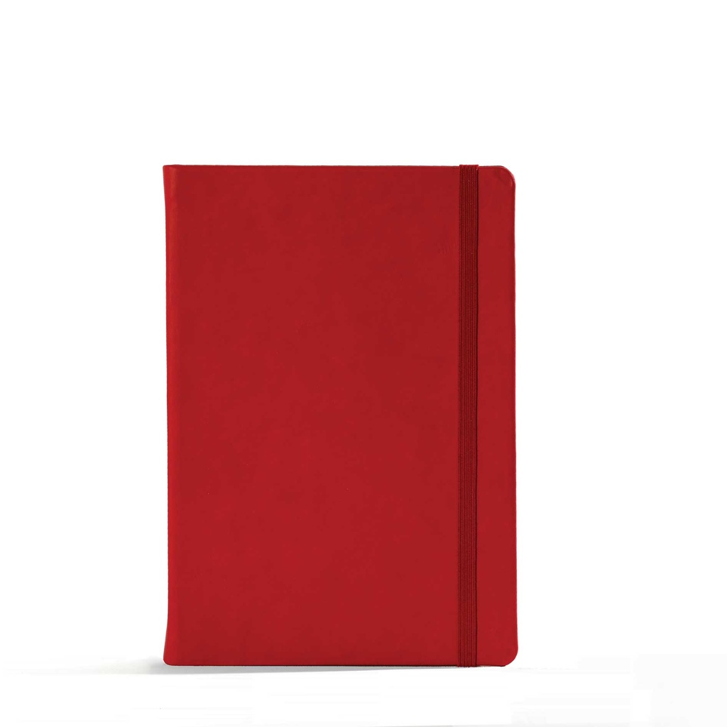 "BLOOM" red notebook A5, with elastic band, format:14x21cm, P/40