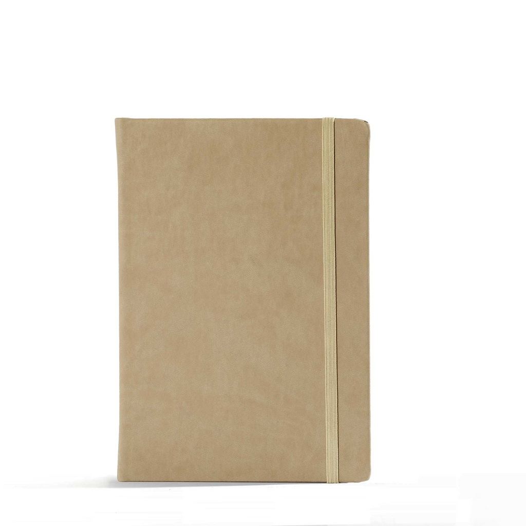 "BLOOM" beige notebook A5, with elastic band, format:14x21cm, P/40