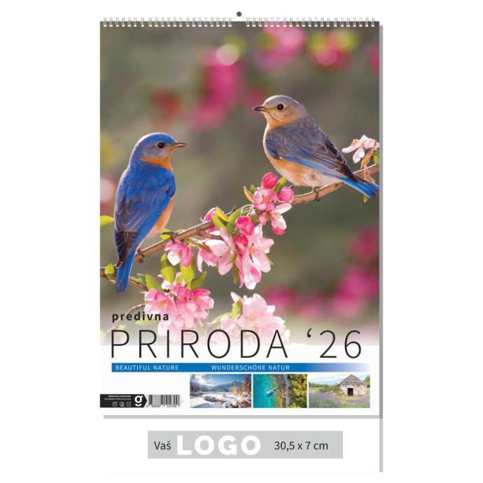 "PRIRODA" 13 list., dim: 30,5x50 cm, PVC vrećica, P/50, color kalendar