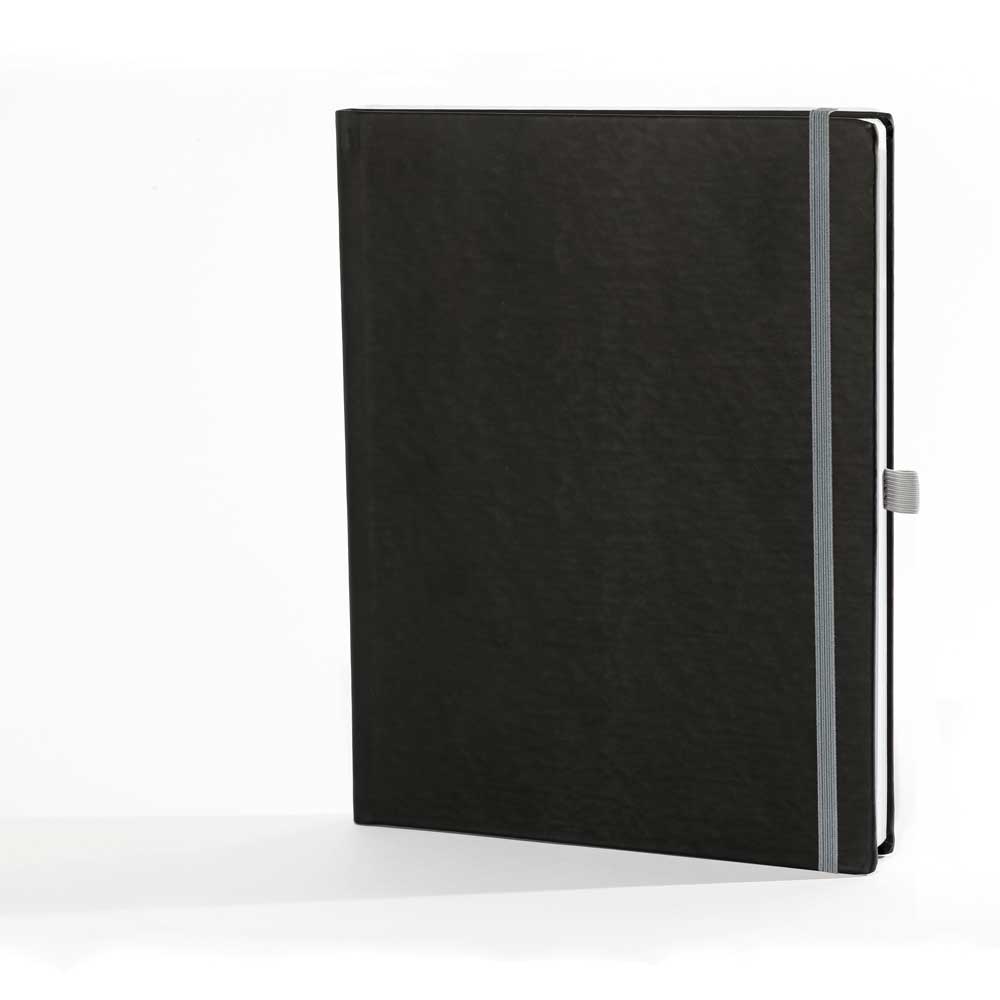 "ATENA" BLACK diary A4, format: 21x26,5cm, 192 pages, with elastic band and elastic pen loop, P/20