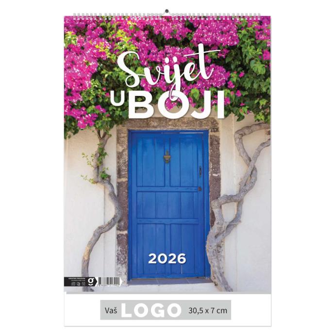 "SVIJET U BOJI" 13 list., dim: 30,5x50 cm, PVC vrećica, P/50, color kalendar