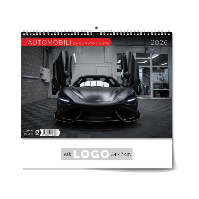 "AUTOMOBILI"  13 list., dim: 33,5x31 cm, PVC vrećica, P/50, color kalendar