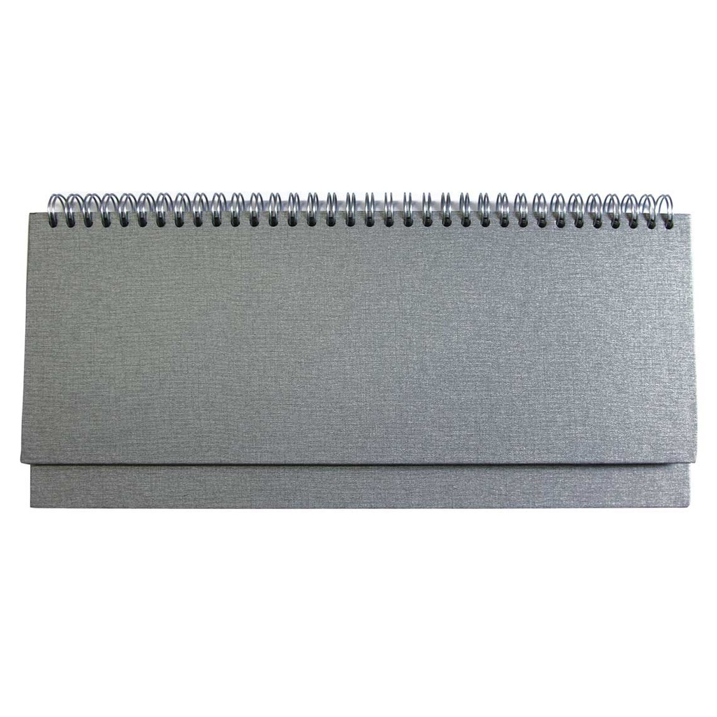 DESK planner BRISTOL SILVER, wire bound, format:30x14,5cm, 128 pages, P/50