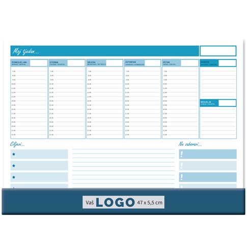 Desktop map BLUE, ruler, format:47x34cm, P/20