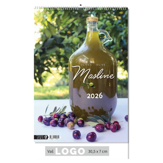 "MASLINE" 13 list., dim: 30,5x50 cm, PVC vrećica, P/50, color kalendar