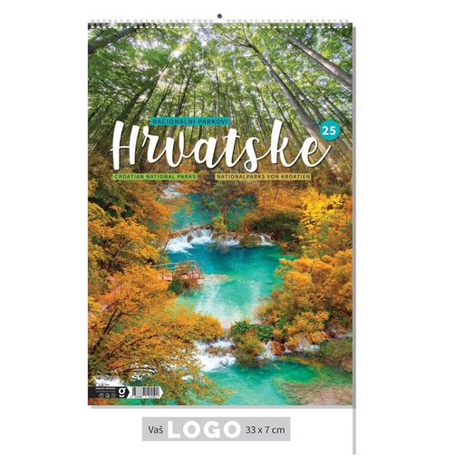[000451] "NACIONALNI PARKOVI HRVATSKE" 13 list., dim: 33x55 cm, PVC vrećica, P/40, color kalendar