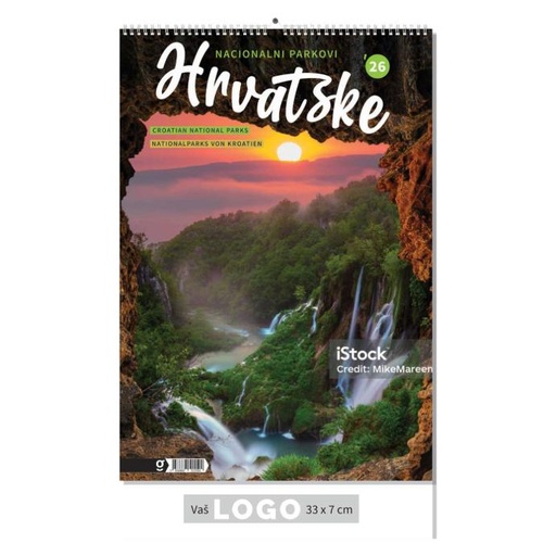 [000451] "NACIONALNI PARKOVI HRVATSKE" 13 list., dim: 33x55 cm, PVC vrećica, P/40, color kalendar