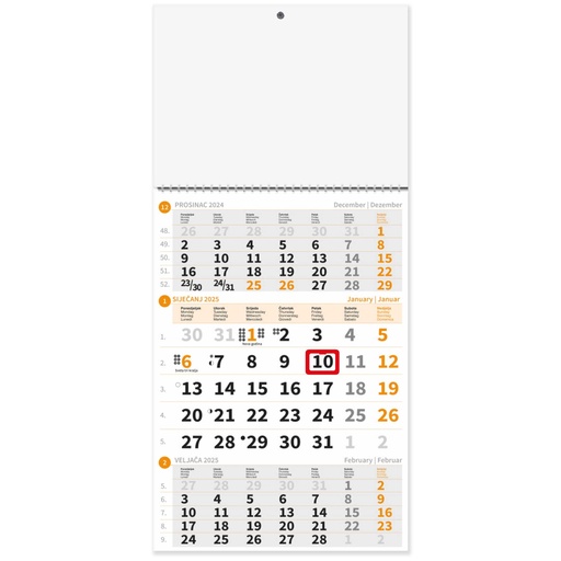 [0011138      ] "Poslovni NARANČASTI" trodijelni kalendar, 12 list., dim:29,5x42cm, PVC vrećica, pokazivač, P/60