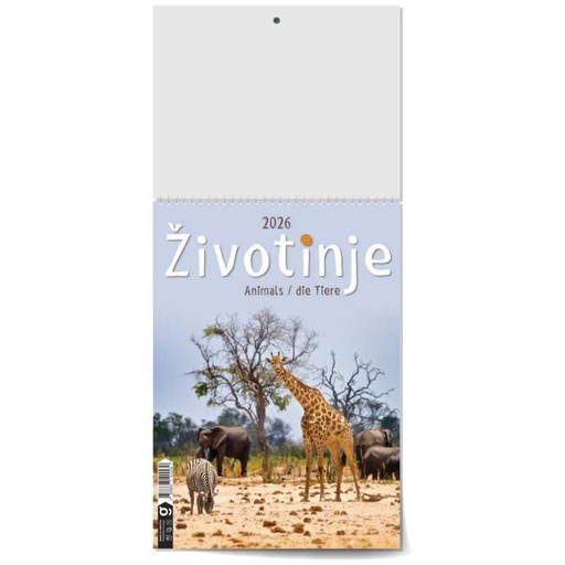 [001131] "ŽIVOTINJE" 13list., dim: 24x53,5 cm, PVC vrećica, P/50, color kalendar