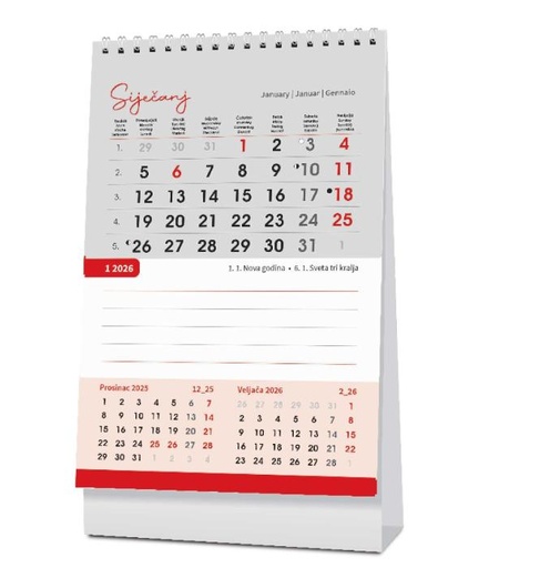 [0011377      ] "TRODJELNI STOLNI VERTIKALNI" 12 sheets, format: 10x19 cm, desk calendar, P/100