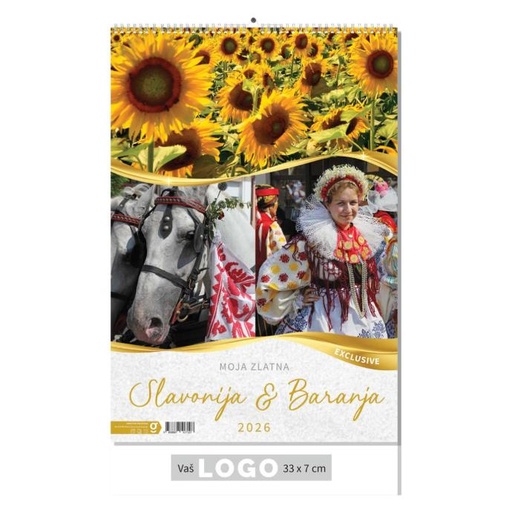 [002097] "MOJA ZLATNA SLAVONIJA i BARANJA"  13 list., dim: 33x55 cm, PVC vrećica, P/40, color kalendar