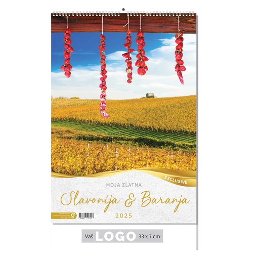 [002097] "MOJA ZLATNA SLAVONIJA i BARANJA"  13 list., dim: 33x55 cm, PVC vrećica, P/40, color kalendar