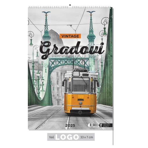 [002101] "VINTAGE GRADOVI" 13 list., dim: 33x55cm, PVC vrećica, P/40, color kalendar