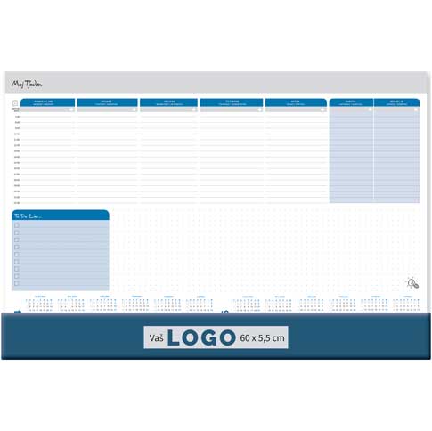 [002103] Desktop map DVOGODIŠNJA, format: 60*40 cm, 48 sheets, blue PVC flap 7 x 60 cm, paper ruler - calendar, P/15