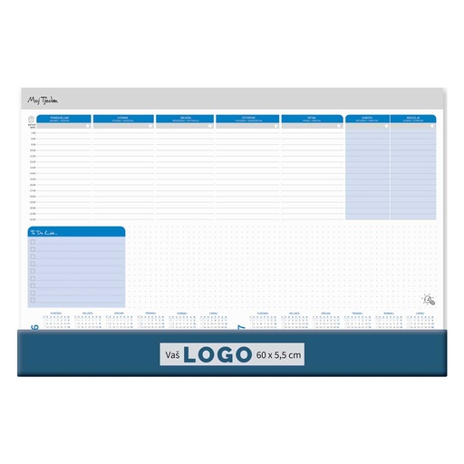 [002103] Desktop map DVOGODIŠNJA, format: 60*40 cm, 48 sheets, blue PVC flap 7 x 60 cm, paper ruler - calendar, P/15