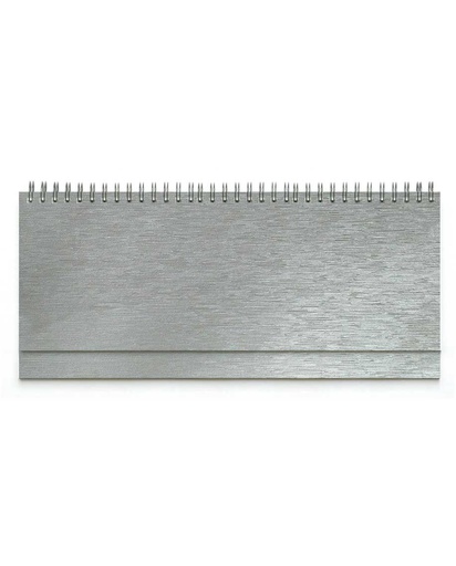 [002170] DESK planner LINAS SILVER, wire bound, format:30x14,5cm, 128 pages, P/50