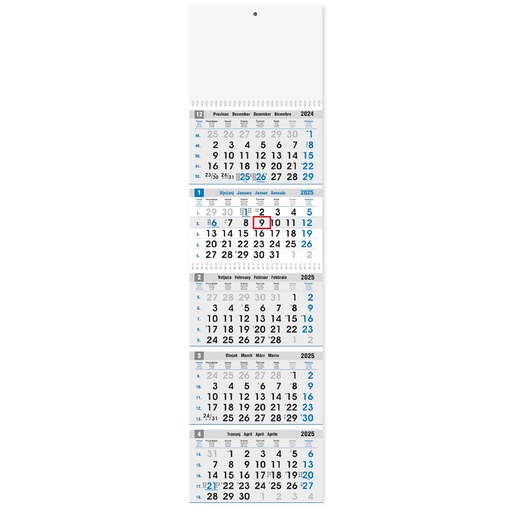 [002233] KALENDAR POSLOVNI PETERODIJELNI PLAVO/SIVI 5 - djelni ., 80gr, dim: 27,5x102 cm , spiral., pok, vrećica, P/25