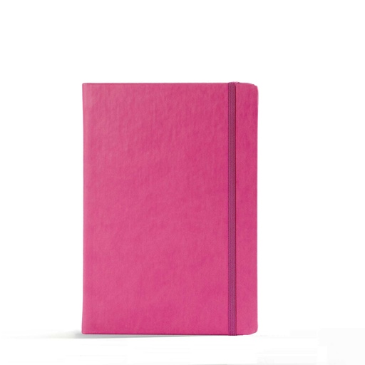 [002263] "BLOOM" pink notebook A5, with elastic band, format:14x21cm, P/40