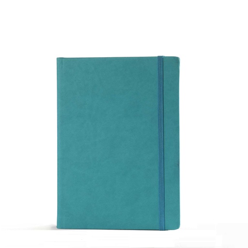 [002264] "BLOOM" turquoise notebook A5, with elastic band, format:14x21cm, P/40
