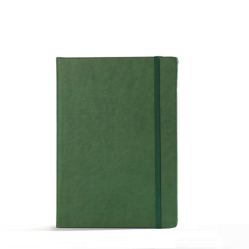 [002268] "BLOOM" green notebook A5, with elastic band, format:14x21cm, P/40