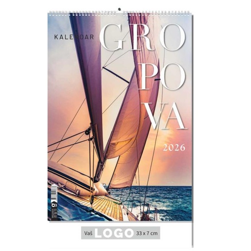 [006132] "KALENDAR GROPOVA" 13 list., dim: 33x55 cm, PVC vrećica, P/40, color kalendar