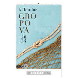 [006132] "KALENDAR GROPOVA" 13 list., dim: 33x55 cm, PVC vrećica, P/40, color kalendar