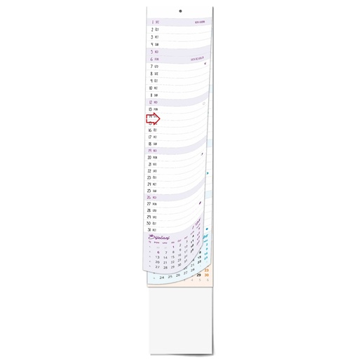 [000170] " Poslovni USKI zidni planer kalendar", 12 list., dim: 11x61,5 cm, PVC vrećica, pokazivač, P/100