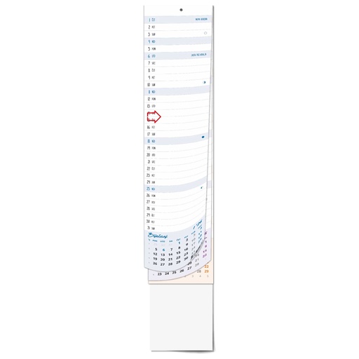 [000170] " Poslovni USKI zidni planer kalendar", 12 sheets, format: 11x61,5 cm, PVC bag, date indicator, P/100