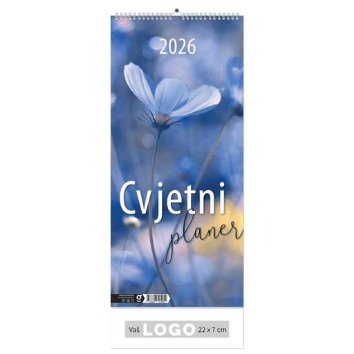 [100194] "CVJETNI PLANER" 13 list., dim: 22x55cm,  PVC vrećica, P/50, color kalendar