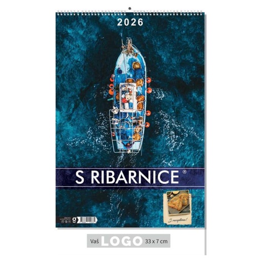 [000178] "S RIBARNICE" 13 list., dim: 33x55 cm, PVC vrećica, P/40, color kalendar