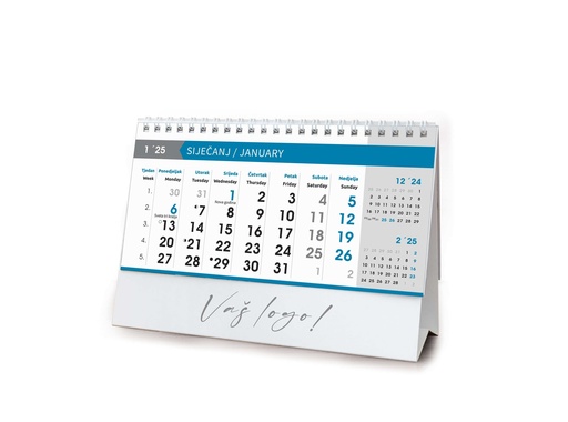 [006667] "POSLOVNI SIVO - PLAVI" 13 list., dim: 20,5x14,5 cm, stolni kalendar, koverta, P/100